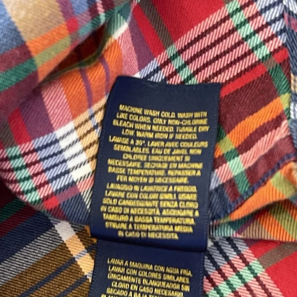 Ralph Lauren Shirts Boys Size 5 Lot‎ Of 2 Plaid Button Down Yellow Blue Orange